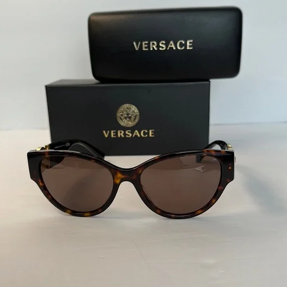 VERSACE Ladies Transparent Brown Cat-Eye Sunglasses
